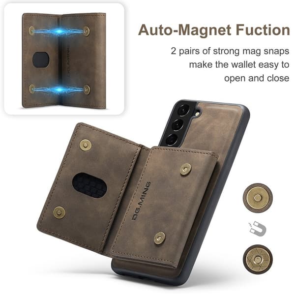 DG.MING 2 i 1 Magnetiskt Plånboksfodral Samsung Galaxy S21 - Brun