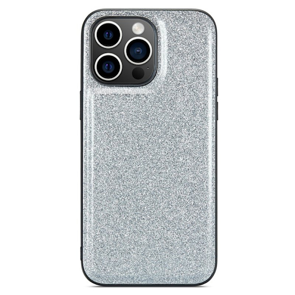 DG.MING Mobilskal till iPhone 14 Pro PU Läder + PC + TPU Glittrig Silver