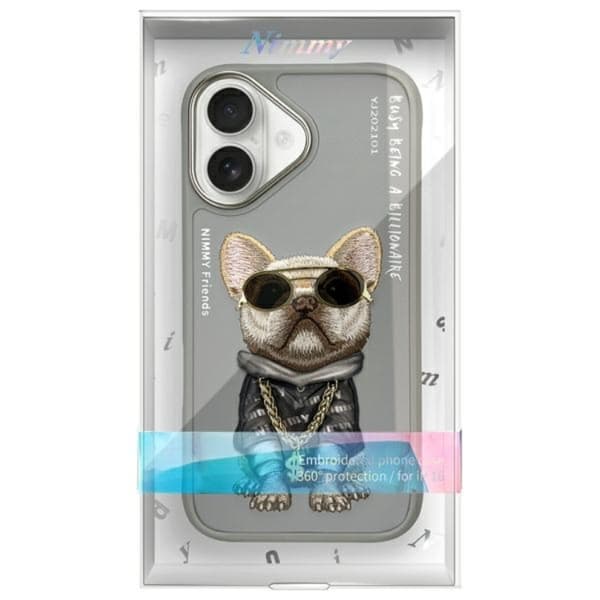 Nimmy Mobilskal till iPhone 16 Glasses Cool Dog - Grå Grå