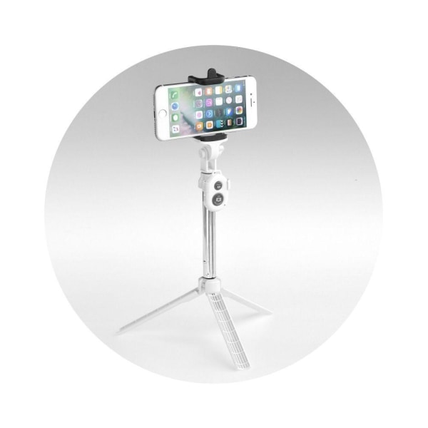 Combo selfie stick med stativ og fjernbetjening Bluetooth White