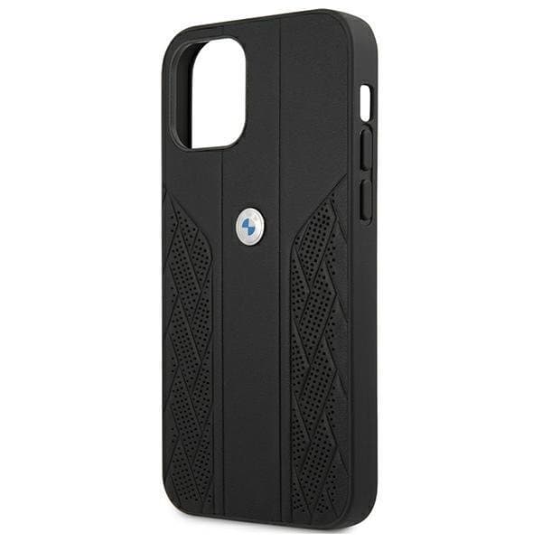 BMW Läder Curve Perforate Skal iPhone 12 mini - Musta Black