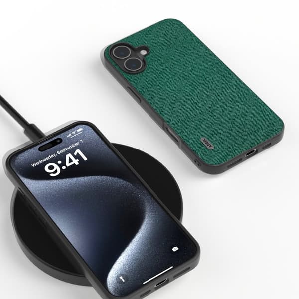 ABEEL Mobilskal till iPhone 16 Plus Äkta Läder Hybrid Grön