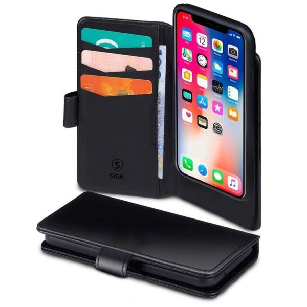 SiGN Wallet Case 2-in-1 iPhone 13:lle - musta