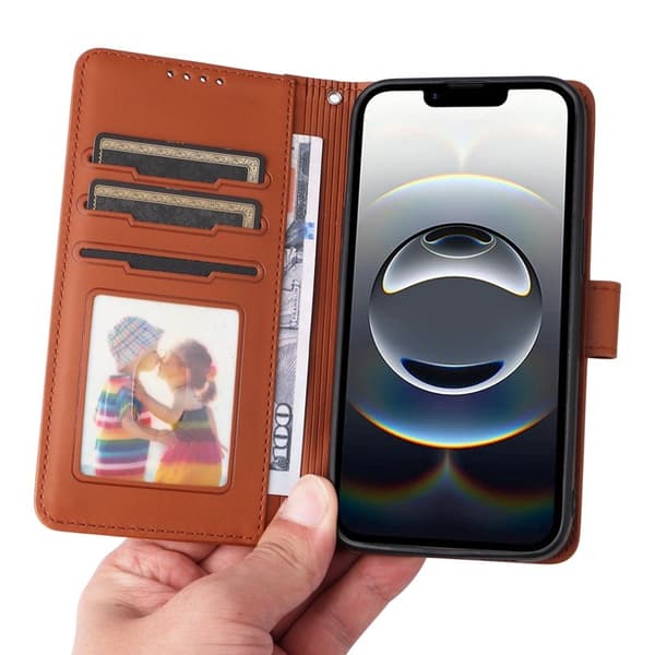 BETOPNICE iPhone 16e Plånboksfodral Magnetiskt Detachable Konstläder - Brun