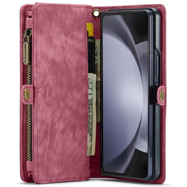 CASEME 008 Samsung Galaxy Z Fold6 Plånboksfodral Konstläder Röd