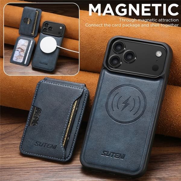 SUTENI Mobilskal till iPhone 17 Pro Max MagSafe Cowhide M3 - Blå Blå