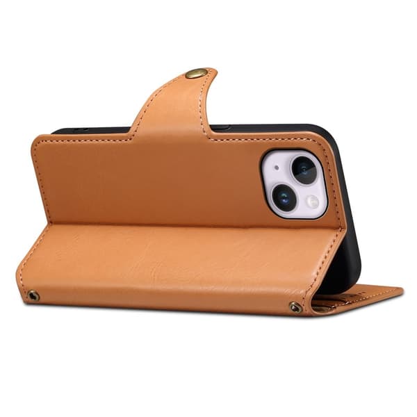 DENIOR iPhone 15 Plus Plånboksfodral i Konstläder med - Khaki