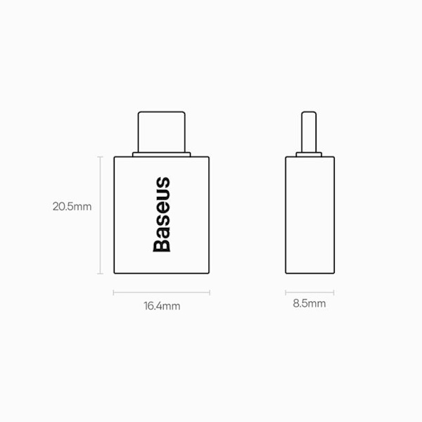 Baseus Adapter USB-C Till USB-A Ingenuity Series - Svart Svart