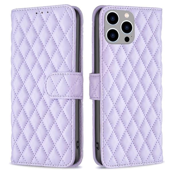 BINFEN iPhone 14 Pro lompakkokotelo Rhombus - Lila Lila