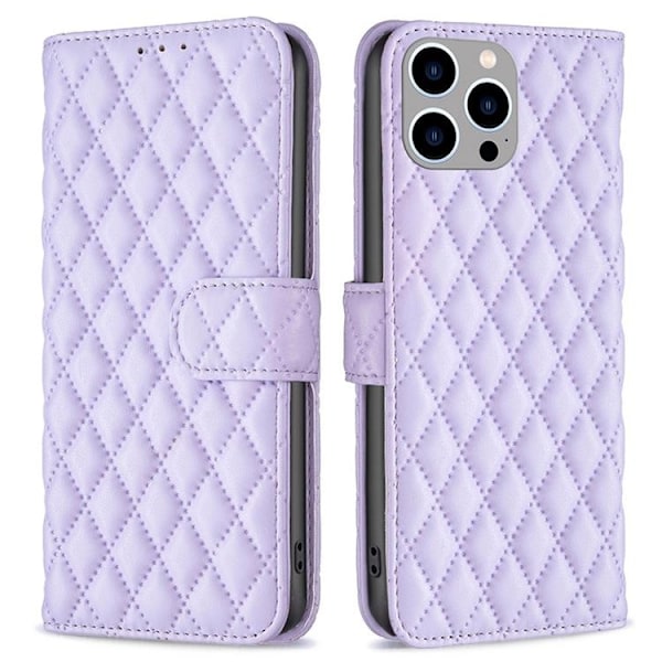 BINFEN iPhone 14 Pro Plånboksfodral Rhombus - Lila Lila