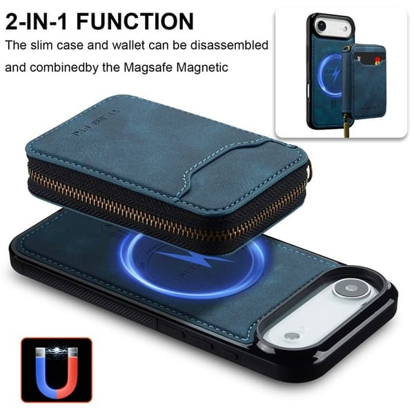 LC.IMEEKE L6 iPhone Air Plånboksfodral Magnetiskt Konstläder - Blå