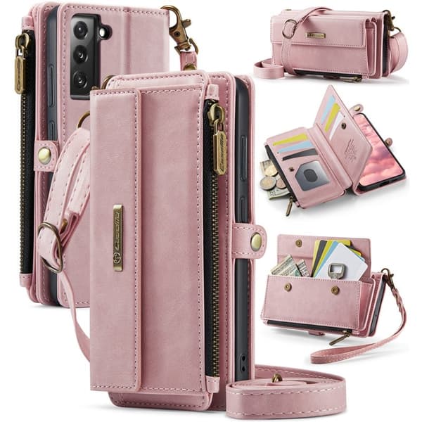 CASEME Konstläder Plånboksfodral för Samsung Galaxy S22+ 5G - Rosa