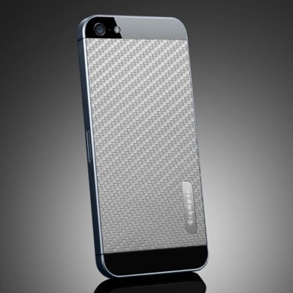 Spigen Skin Guard Carbon Skin till Apple iPhone 5/5S/SE (Grå) + Skärmskydd Grey