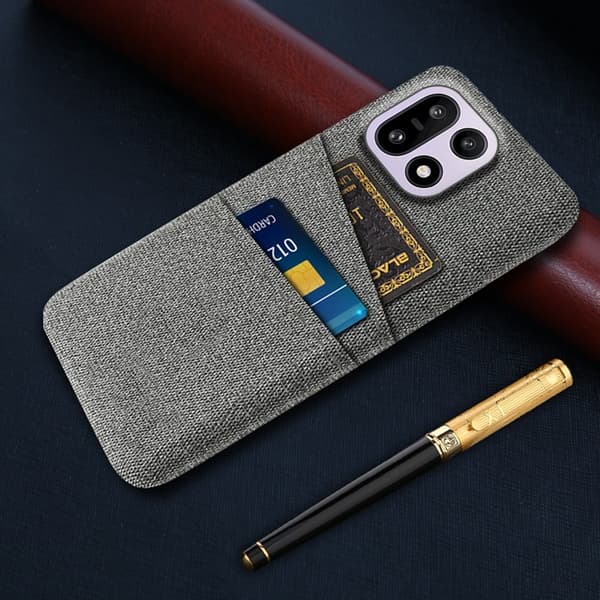 Mobilskal till OnePlus 15 5G Korthållare Cloth + Hard PC - Grå Grå