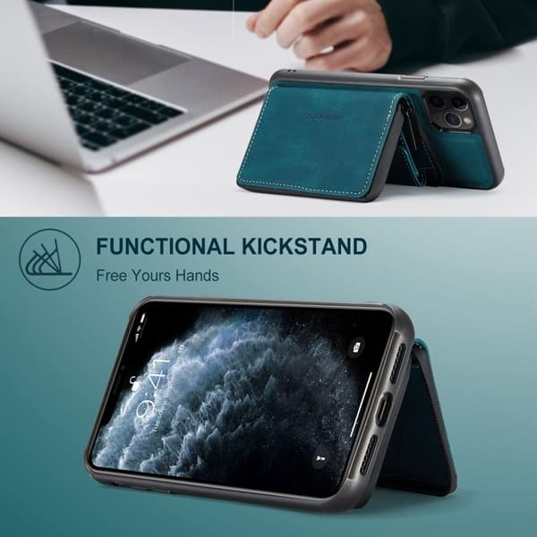 JEEHOOD Mobilskal till iPhone 11 Pro Max Konstläder TPU Blå