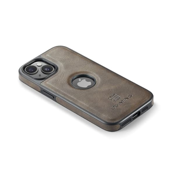 DG.MING Mobilskal till iPhone 14 Plus Anti-Fall Läder PC+TPU Brun