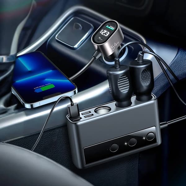 Joyroom 9in1 biloplader 154W USB-C 5xUSB-A 3xcigarettænder - sort Black