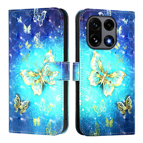 OnePlus 15 Konstläder Plånboksfodral Pattern Printing Guld