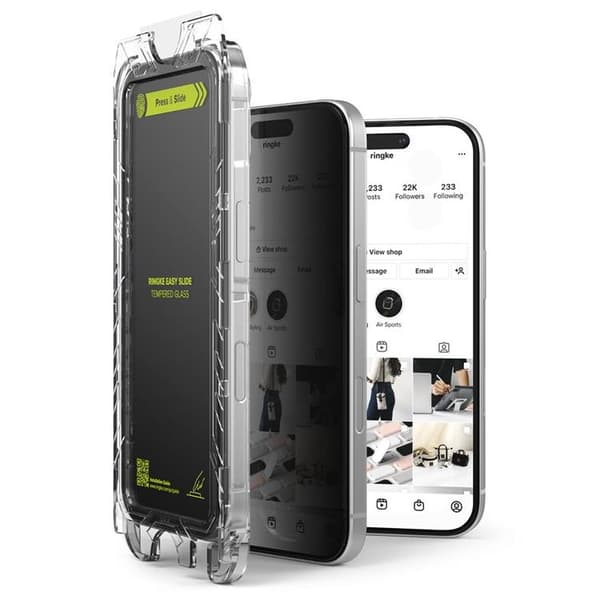 [2-Pack] Ringke iPhone 16 Pro Härdat glas Skärmskydd Privacy Easy Slide Svart