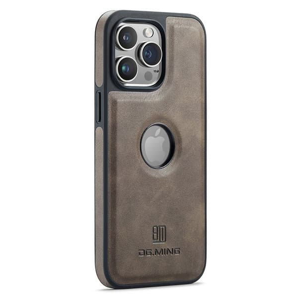 DG.MING Mobilskal till iPhone 15 Logo View Anti-Drop PU Läder - Brun