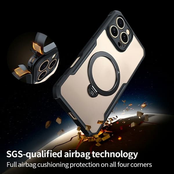 XUNDD Mobilskal till iPhone 16 Pro 360° Magnetisk Ställ Shockproof Svart