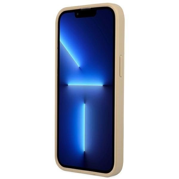 GUESS iPhone 14 Skal Saffiano Triangle Logo - Beige Beige