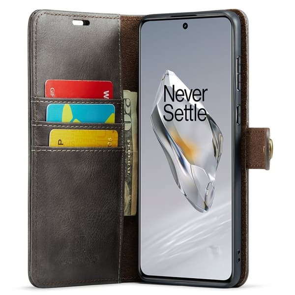 DG.MING OnePlus 12 5G Plånboksfodral Äkta läder med Ställ - Grå