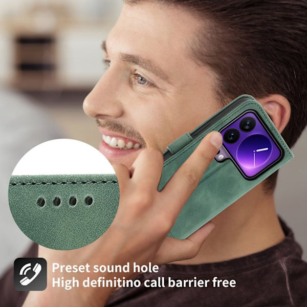 DIERFENG DF-03 Plånboksfodral Konstläder för Xiaomi 17 Pro - Grön