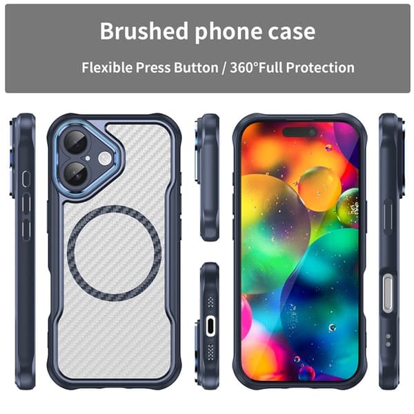 Mobilskal till iPhone 17 MagSafe Carbon Fiber - Blå Blå