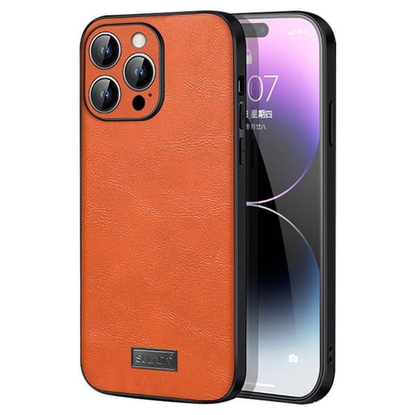 SULADA Mobilskal till iPhone 15 Pro Max PU Läder TPU PC Stöttålig Orange