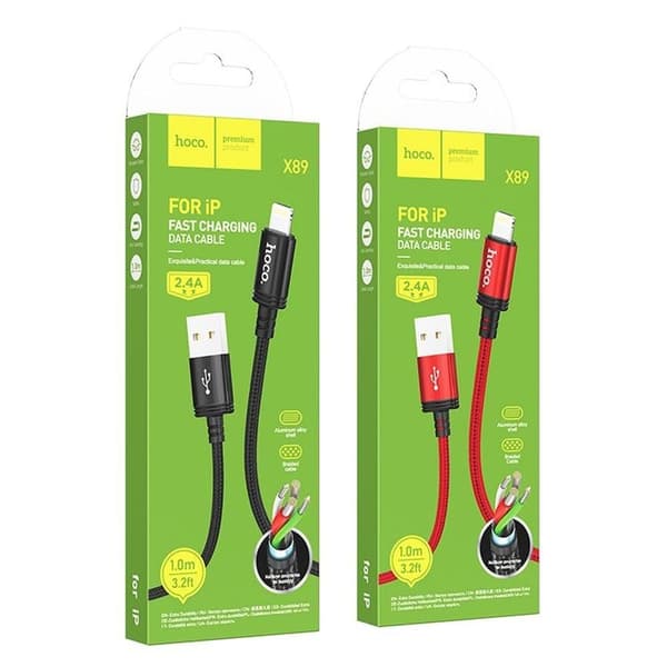 Hoco USB-A til Lightning 1m 2.4A Kabel X89 - Sort Black