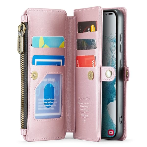 CASEME Plånboksfodral Konstläder för Samsung Galaxy S22+ 5G - Rosa
