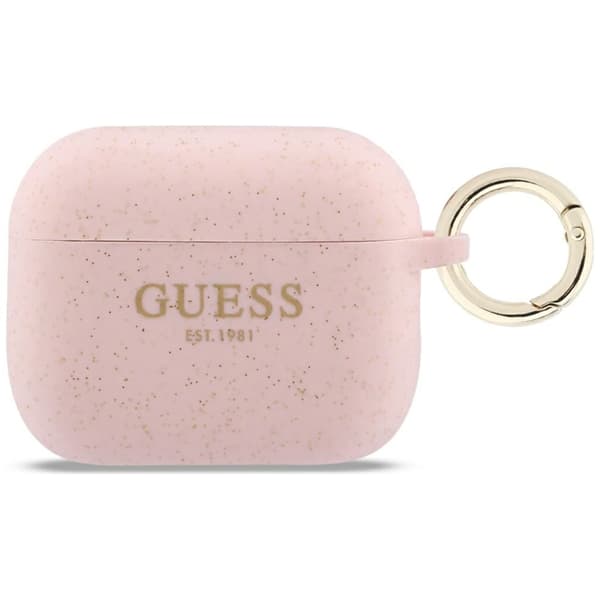 Guess AirPods Pro 3 Skal Silicone Glitter Ring Rosa