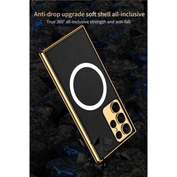 GKK Galaxy S23 Ultra Mobile Case Magsafe Galvanoitu - vaaleanpunainen