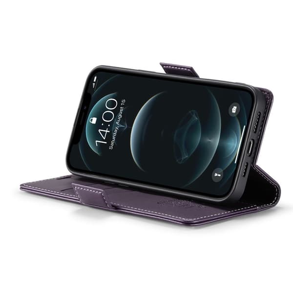 CASEME iPhone 12 Pro Max Plånboksfodral Konstläder RFID-Skydd Lila