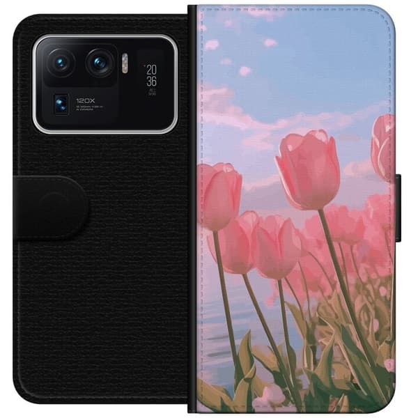 Pung Taske til Xiaomi Mi 11 Ultra med lyserøde tulipaner