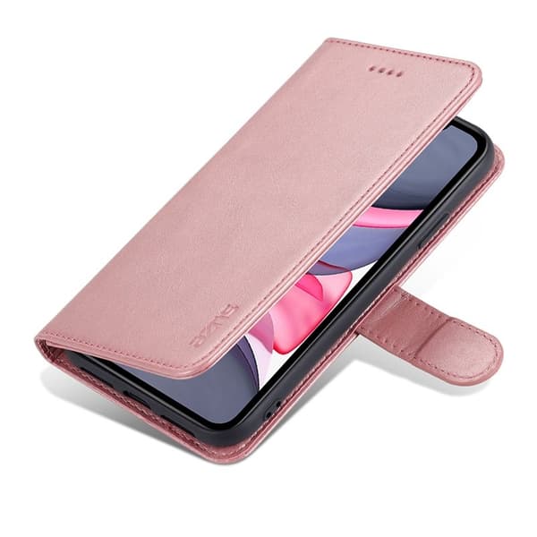 AZNS Mobilskal till iPhone 12/12 Pro - KonstLäder - Ställfunktion - Rosa