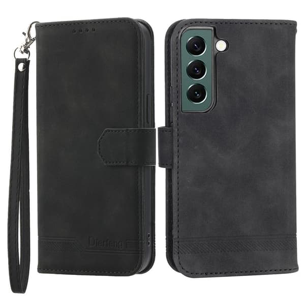 DIERFENG DF-03 Plånboksfodral för Samsung Galaxy S22+ 5G - Svart Konstläder