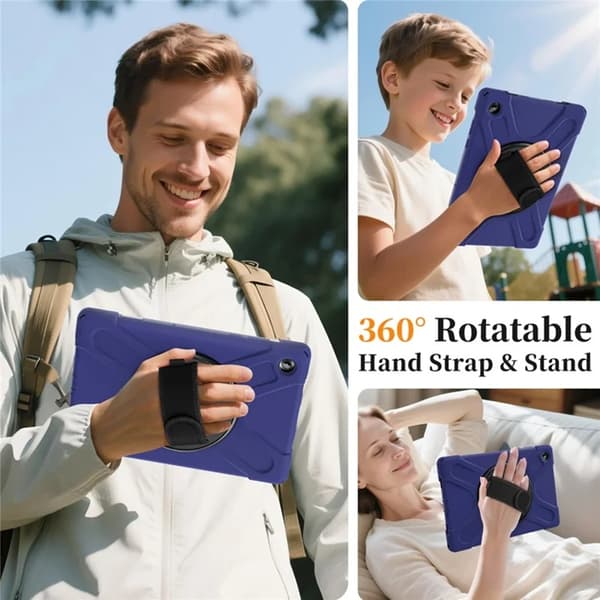 Mobilskal till Galaxy Tab A11 Plus Kickstand Silikon Axelrem Blå