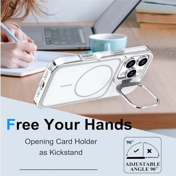 Mobilskal till iPhone 16 Pro Max MagSafe Lens Kickstand med Handrem - Vit Vit