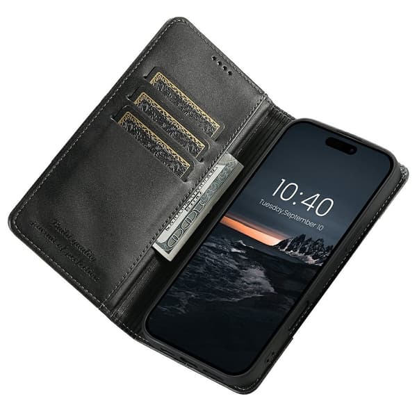 SUTENI iPhone 17 Plånboksfodral Konstläder - Svart Svart