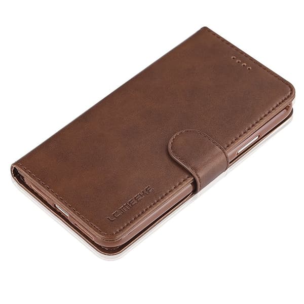 LC.IMEEKE Wallet Stand Mobilskal KonstLäder - Brun för iPhone X/10