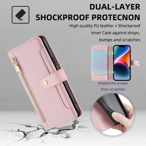 Galaxy A13 4G Konstläder Plånboksfodral Anti-Drop - Rosa Rosa