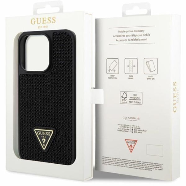 Guess iPhone 14 Pro Max Mobilcover Rhinestone Triangle - Sort