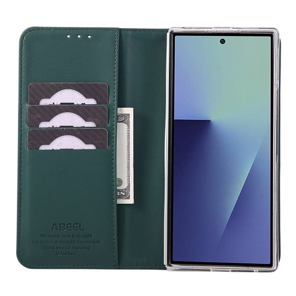 ABEEL Samsung Galaxy Z Fold7 Plånboksfodral RFID-Skydd Konstläder Grön
