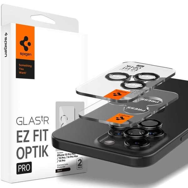 [2-PACK] Spigen iPhone 15 Pro/15 Pro Max Kameran linssuojat karkaistusta lasista Transparent