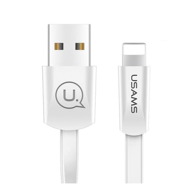USAMS U2 Lightning Kabel platt 1,2 m SJ199IP02 - Vit