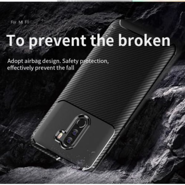 IPAKY Carbon Fiber Mobiltelefon Taske til Xiaomi Pocophone F1 - Sort Black