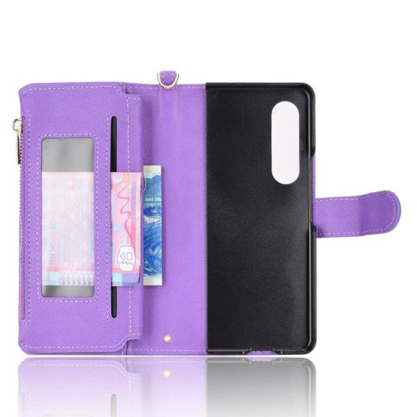 Galaxy Z Fold 4 -lompakkokotelo, vetoketjullinen magneetti - violetti