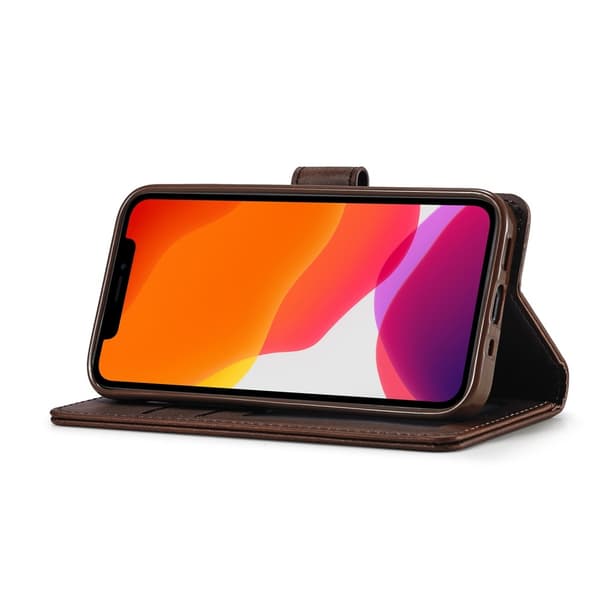 LC.IMEEKE Nahkainen lompakkokotelo iPhone 12 Pro Max - Coffee Brun